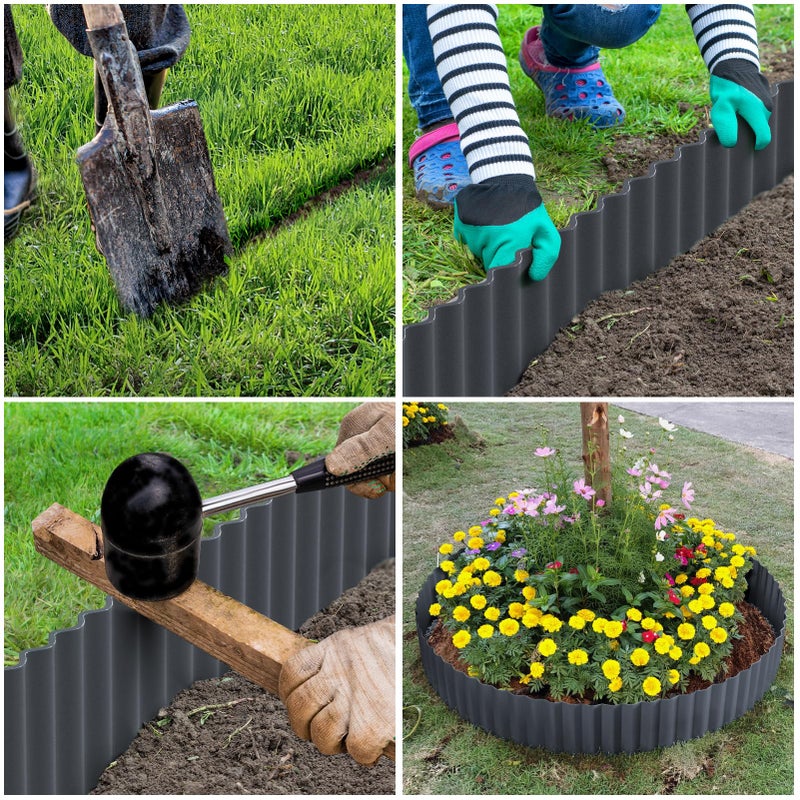 LAVEVE Corrugated Metal Garden Edging - Sturdy Border Perfect for DIY Flower Beds and Landscaping Borders (Dark Gray  12 Inch x 20FT) - Image 3